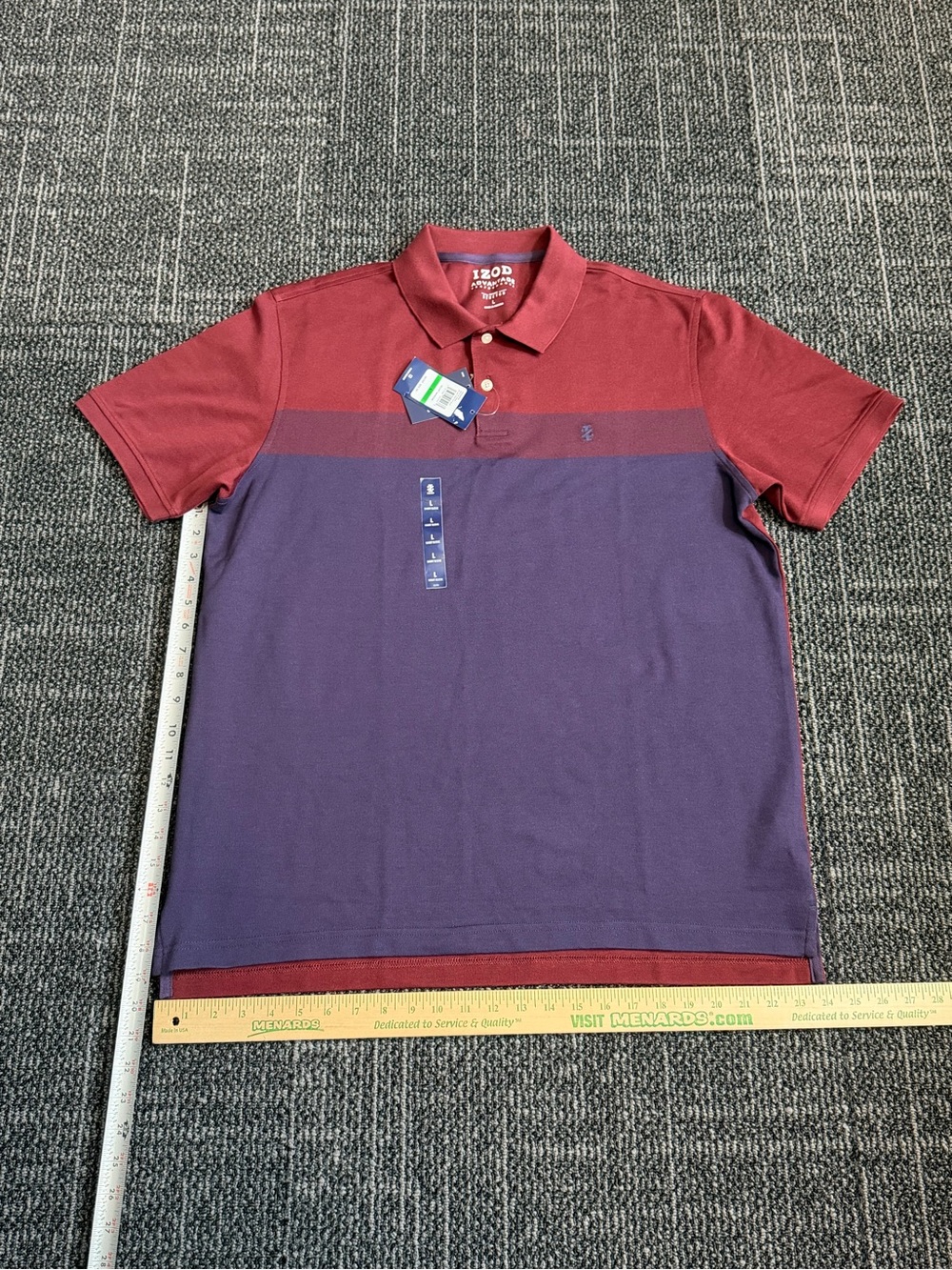 Izod Advantage Performance Stretch Men's Short Sleeve Colorblock Polo Large NWT